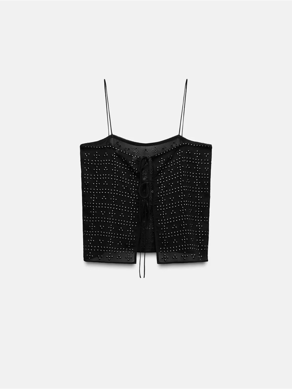 Zara Black Studded Lace-Up Cami Top